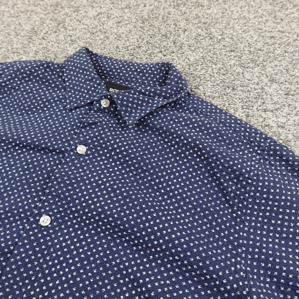 Bonobos Shirt‎ Mens M Blue Geometric Short Sleeve Button Up Slim Fit Casual Camp